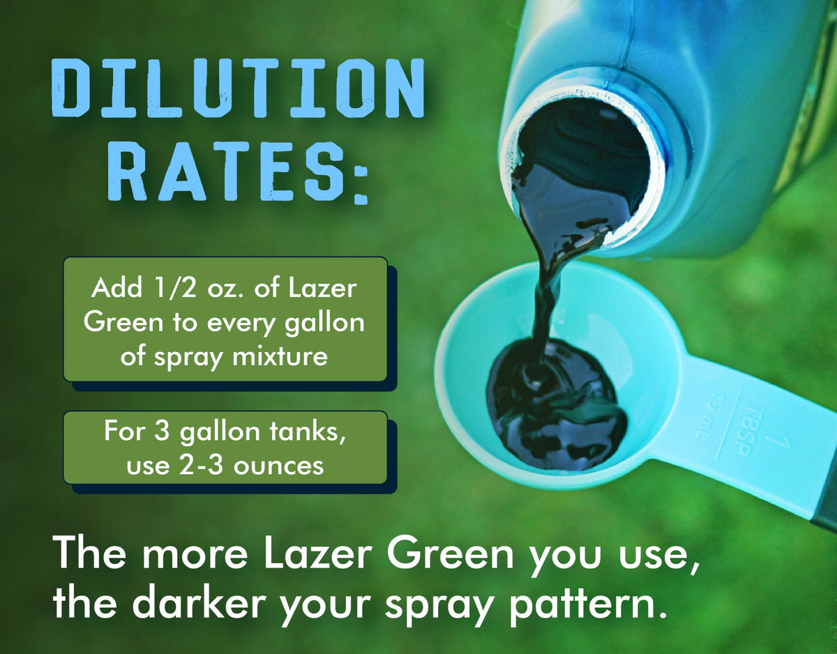 Liquid Harvest Lazer Green marks turf or weed areas for efficient treatment.