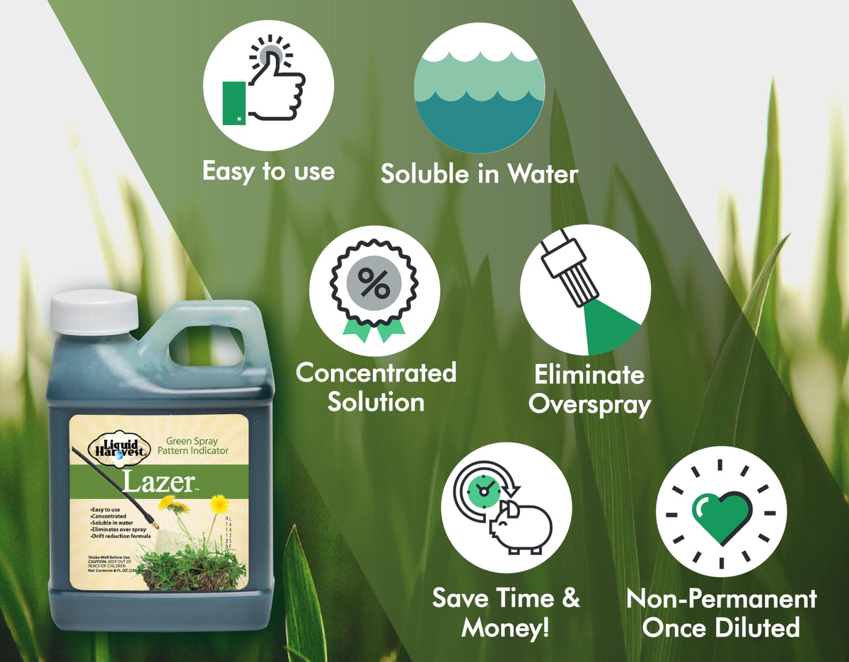 Liquid Harvest Lazer Green reduces waste by helping you target only the intended areas.