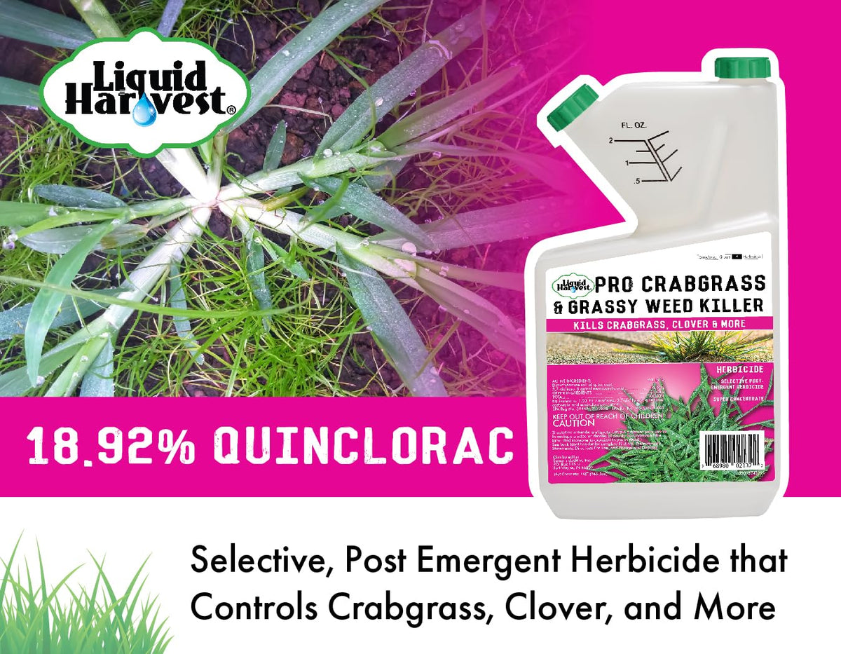 Liquid Harvest Pro quinclorac label closeup highlighting high concentration