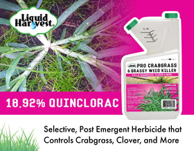 Liquid Harvest Pro quinclorac label closeup highlighting high concentration