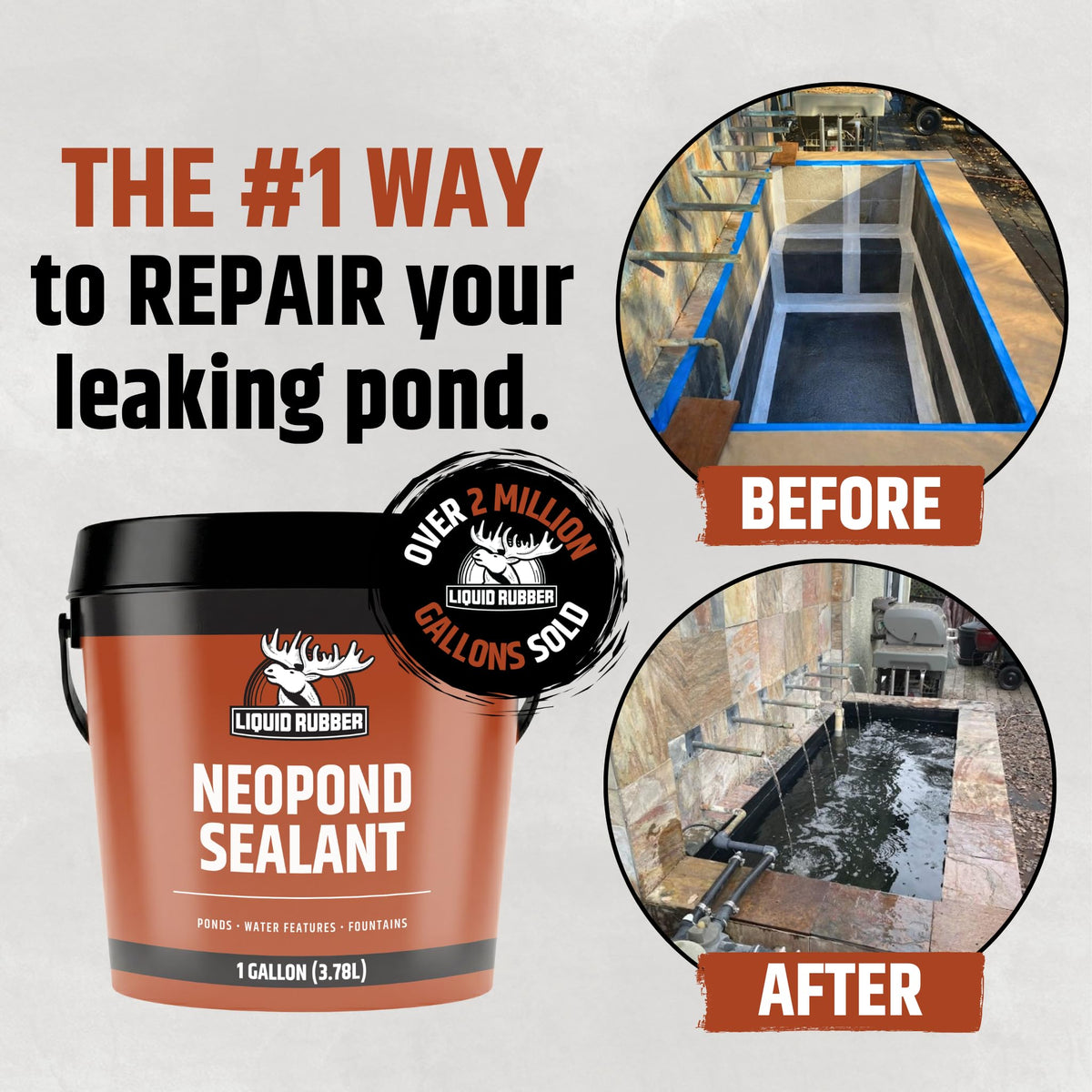 NeoPond sealant applied with brush to create durable coating on a pond