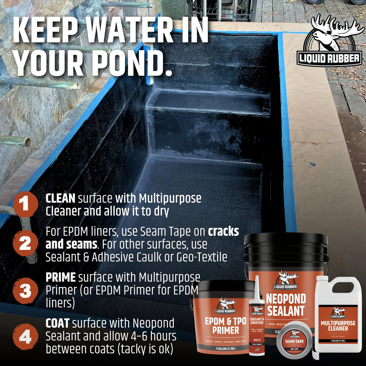 NeoPond sealant is fish and plant safe during pond repair