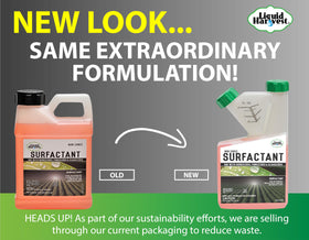 Liquid Harvest label close-up for easy herbicide compatibility