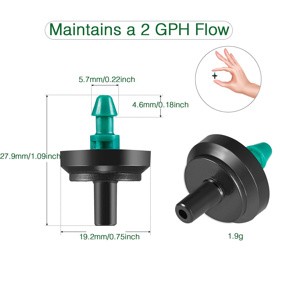 LiquiDrip inline 2GPH emitter provides uniform watering along drip lines