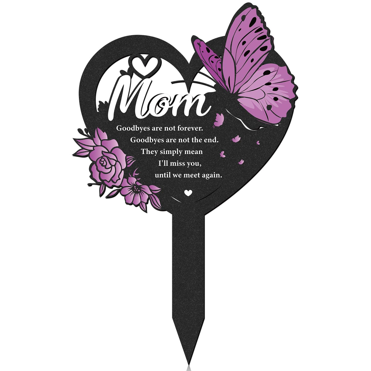 LIRAVENO butterfly memorial grave stake in a garden, a durable marker for remembrance