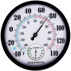 Lirches indoor-outdoor thermometer hanging on wall with large numbers for easy distant reading