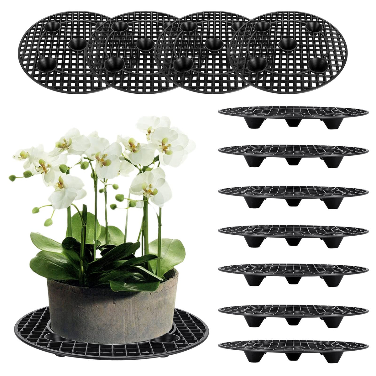 LISHINE 12inch plant riser with round mesh elevating a pot for drainage
