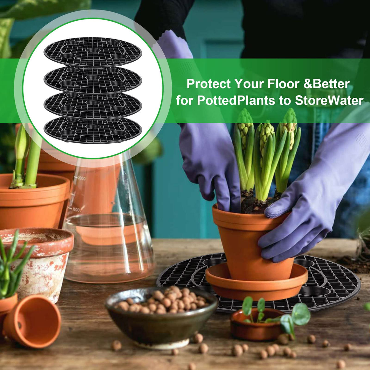 LISHINE black plant leveler elevates pots for versatile placement