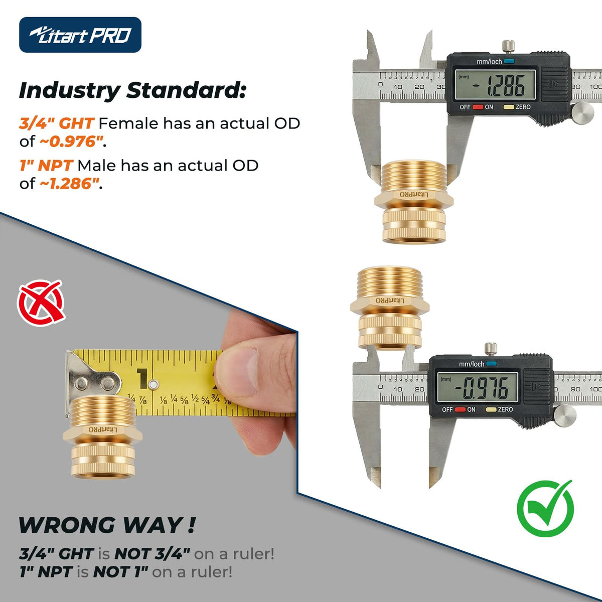 LitartPRO thickened-wall brass body provides durable outdoor performance