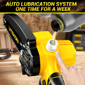 Litekon auto-oil system keeps the chain lubricated for smoother, longer-lasting cuts.