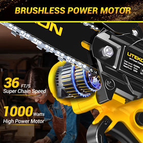 Litekon quick charger powers up the battery for less downtime and more cutting.