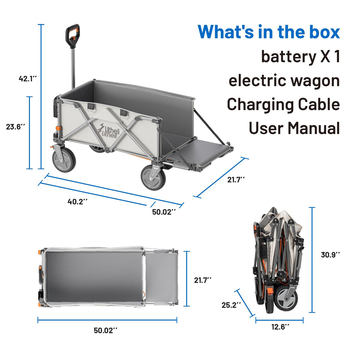 Litheli electric wagon cart all-terrain wheels support family adventures