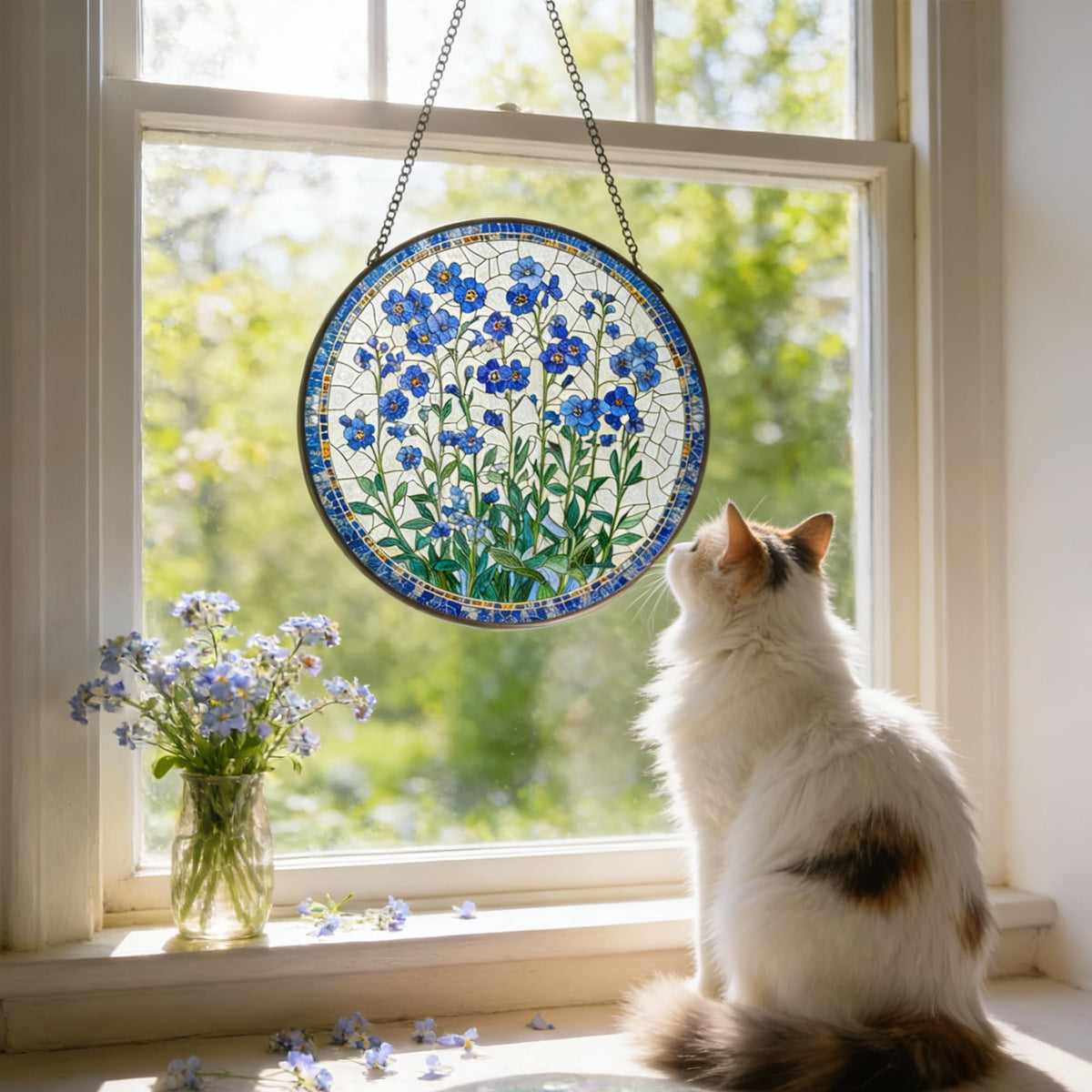 LITIVY stained-glass window decor creates inviting color shifts as sunlight streams through.
