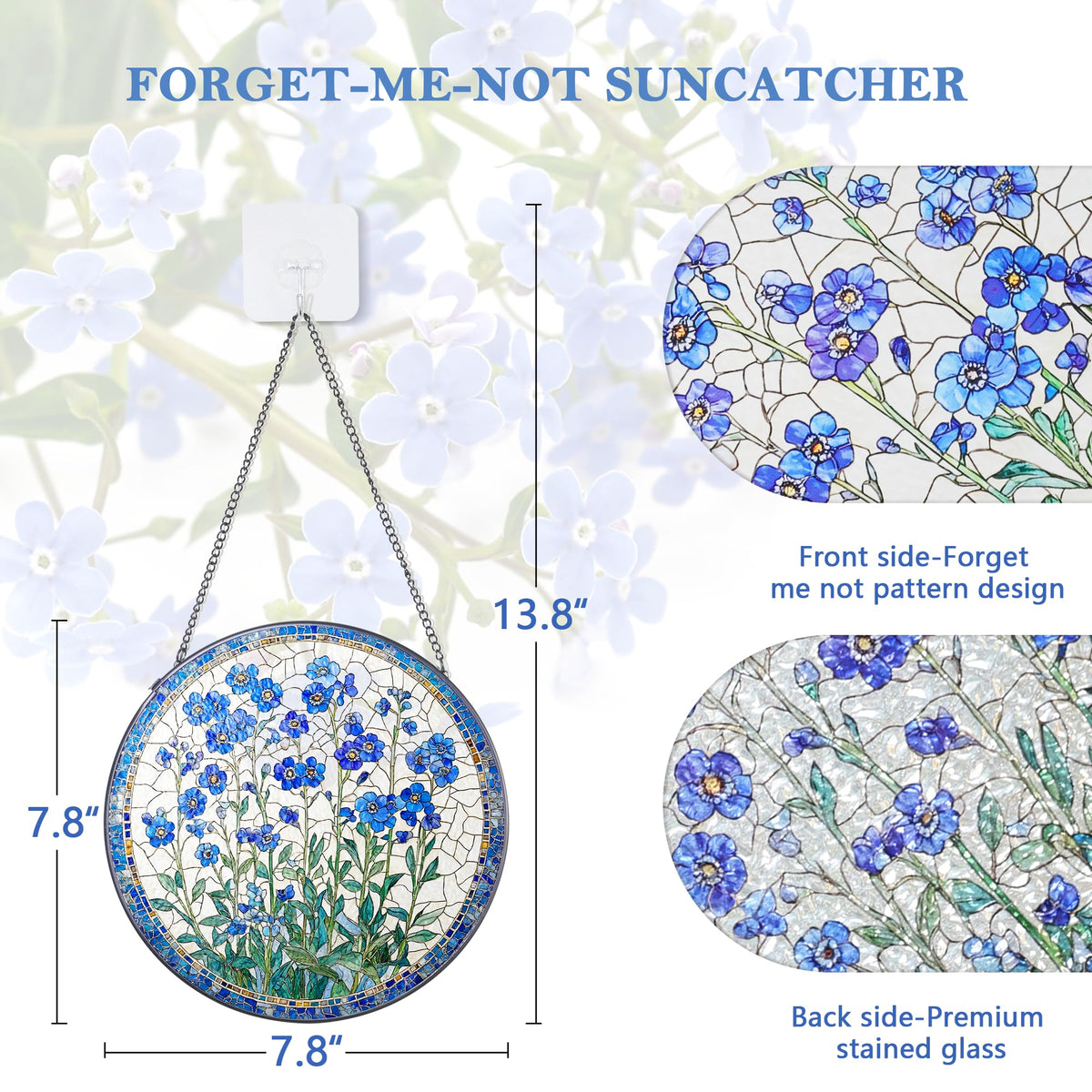 LITIVY blue floral suncatcher enhances outdoor patios with reflective rainbow hues.