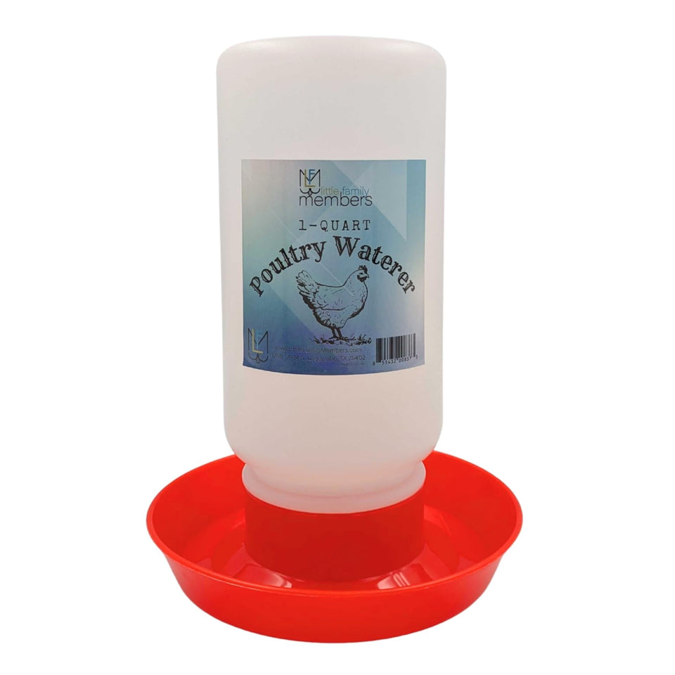 Little Family Members plastic 1-quart chicken waterer with twist-on lid for quick setup