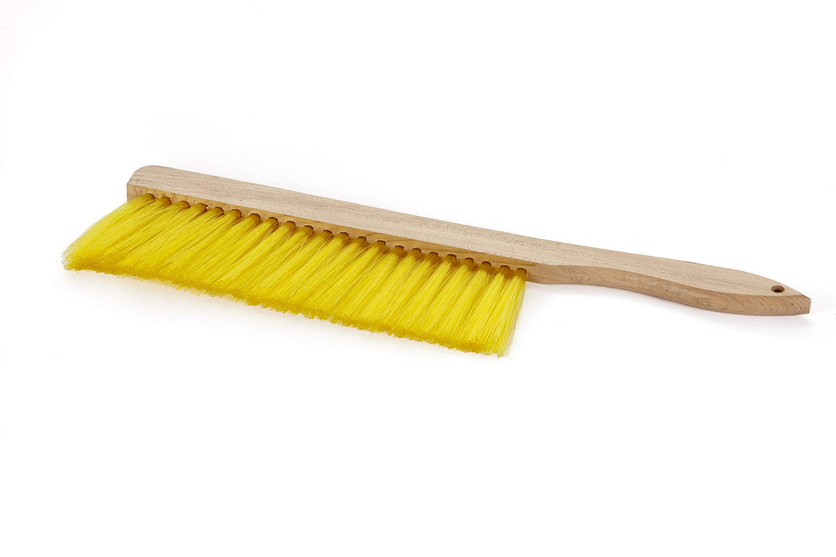 Little Giant beekeeping brush with soft yellow bristles for gentle bee handling during hive inspections