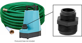 Little Giant GH-1 garden hose connector enabling pump-to-hose setup for ponds.
