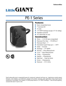Little Giant PE-1 epoxy-encapsulated motor for durability in tough environments.