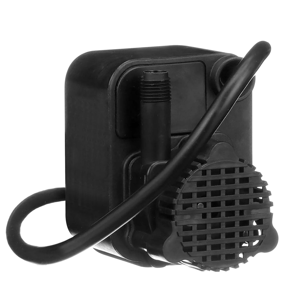 Little Giant PE-1 epoxy-encapsulated pump for quiet fountain recirculation and displays.