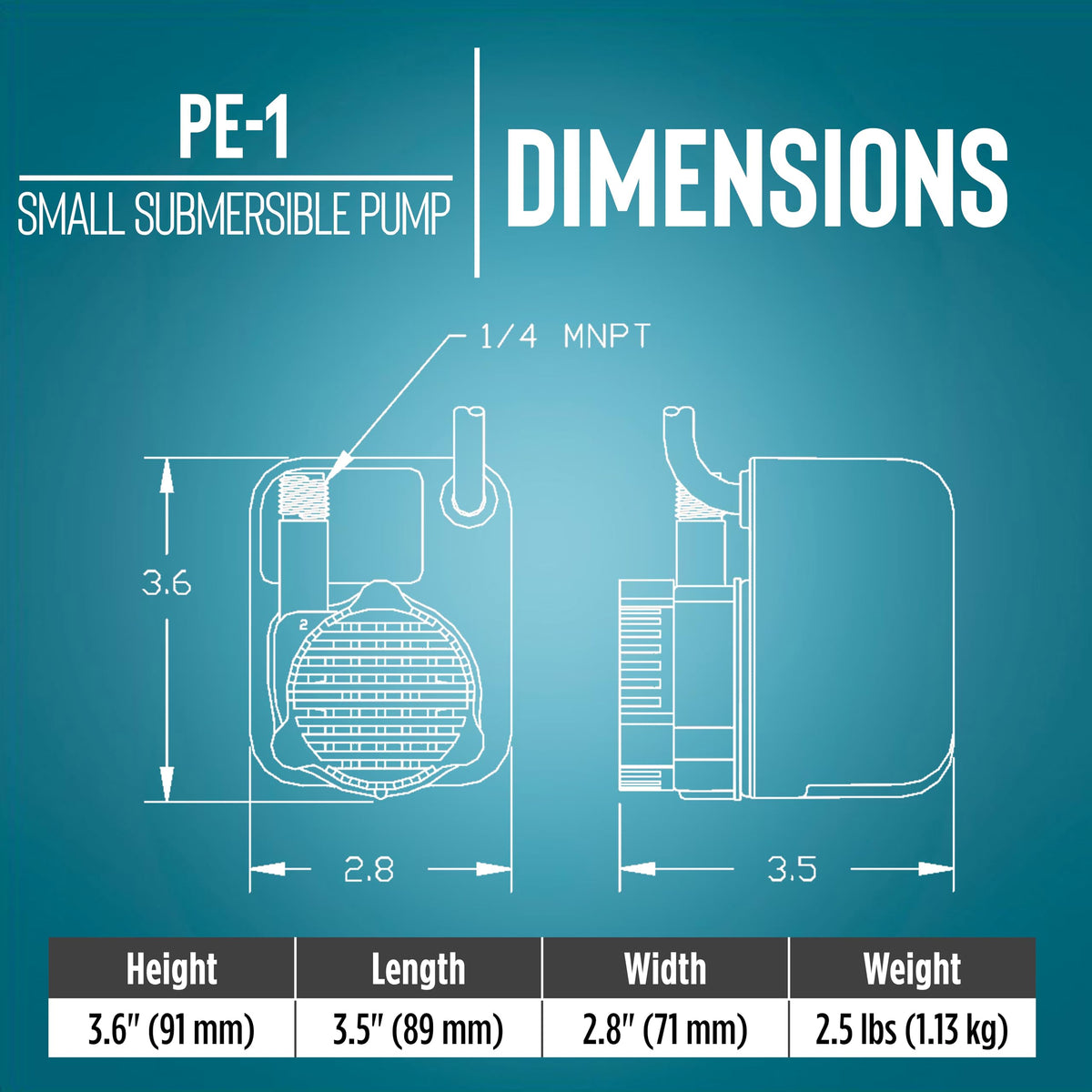 Little Giant PE-1 quarter-inch discharge for compact fluid transfer.