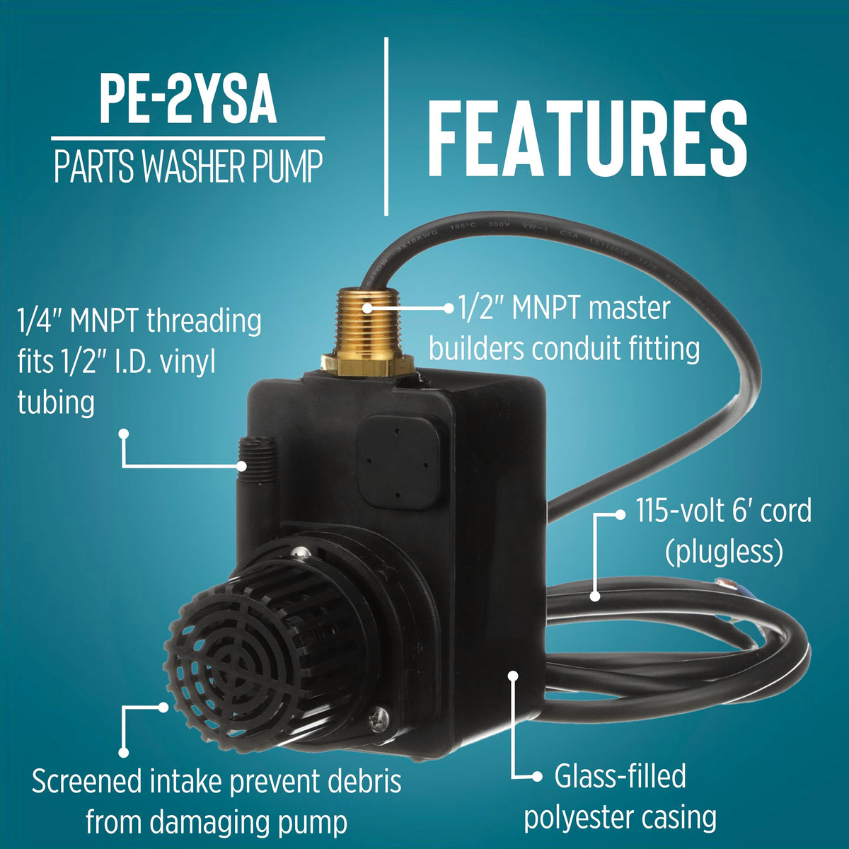 Little Giant PE-2YSA nylon volute supports efficient pump operation