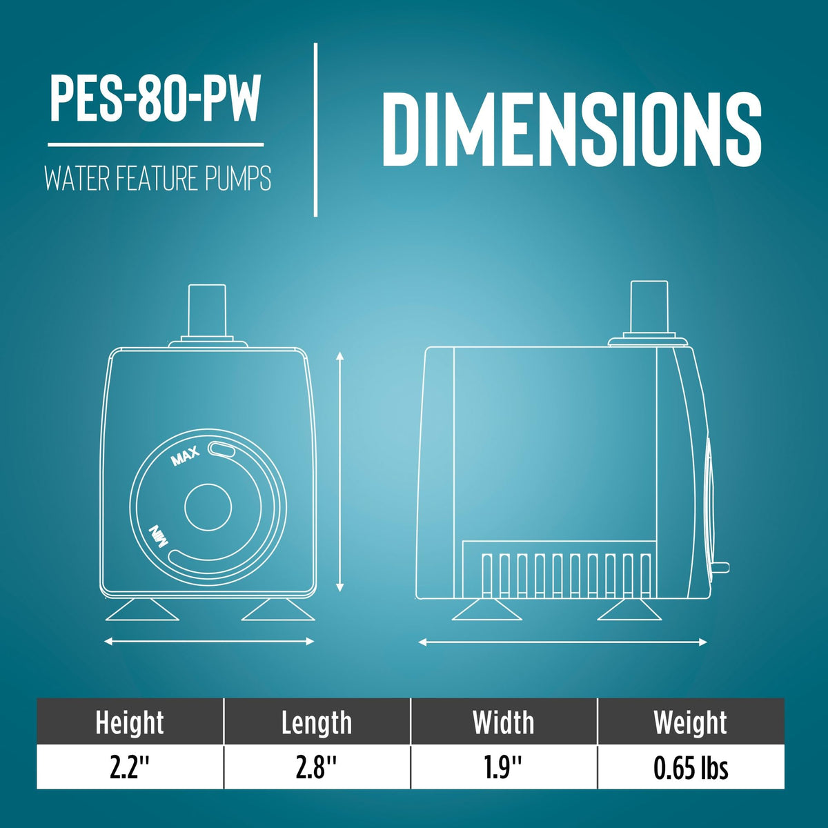 Little Giant PES-80-PW adapters included for 1/2 and 3/8 inch tubing.