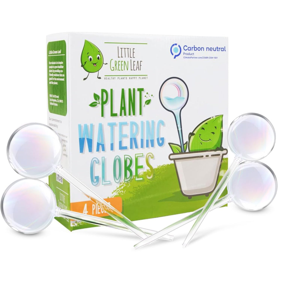 Little Green Leaf automatic watering globes set of four in clear glass bulbs for easy plant care