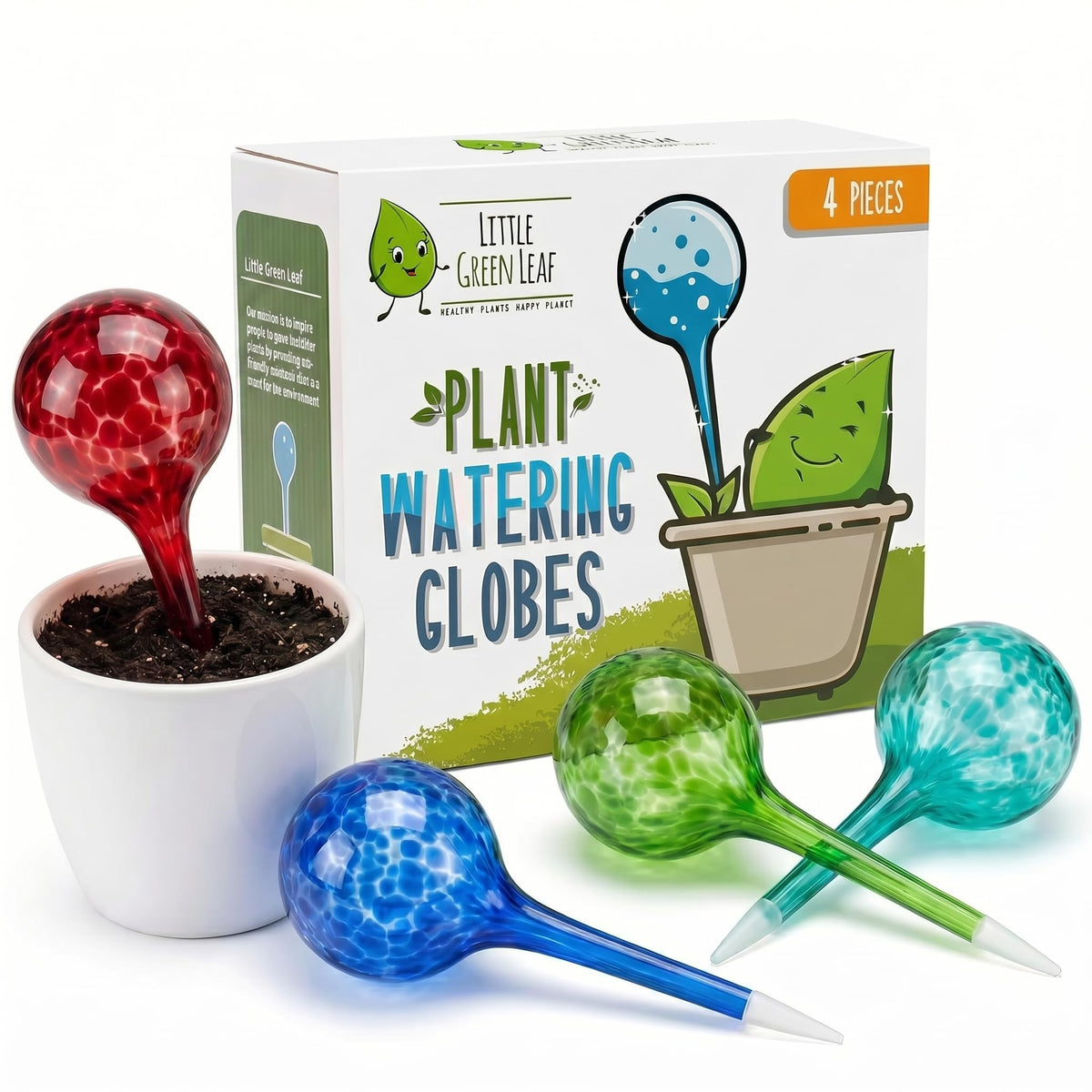 Little Green Leaf multicolor glass watering globes decorate and hydrate indoor plants