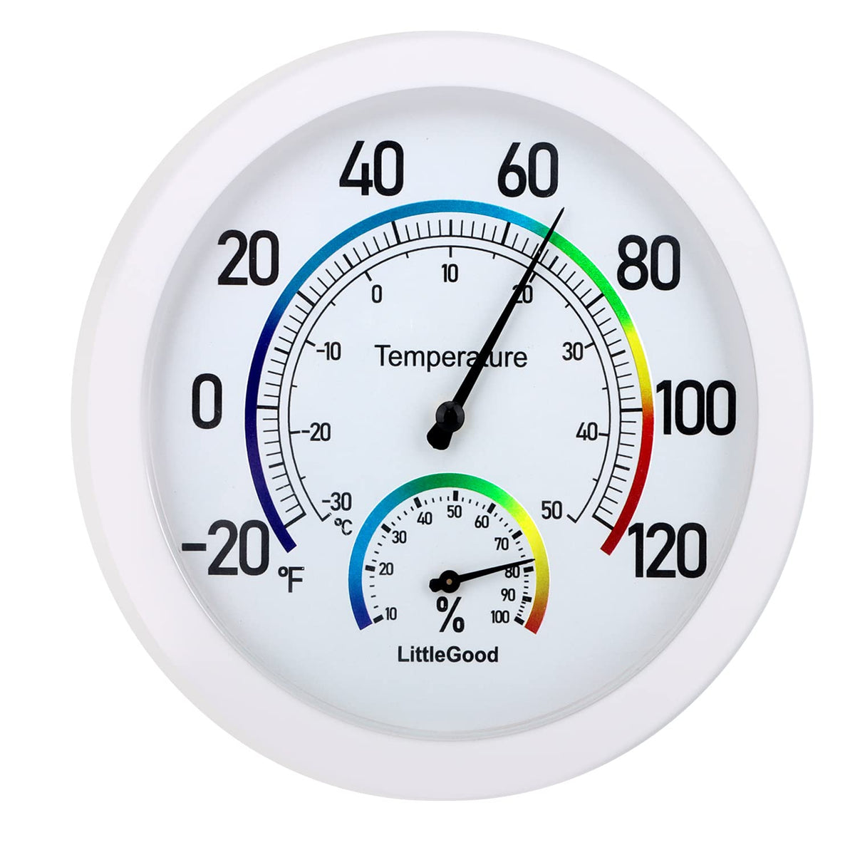 LittleGood 6 inch indoor thermometer dial with clear readouts for easy viewing