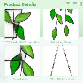 LittleVoleSherry handcrafted stained-glass green plant sun catcher for decorative display.