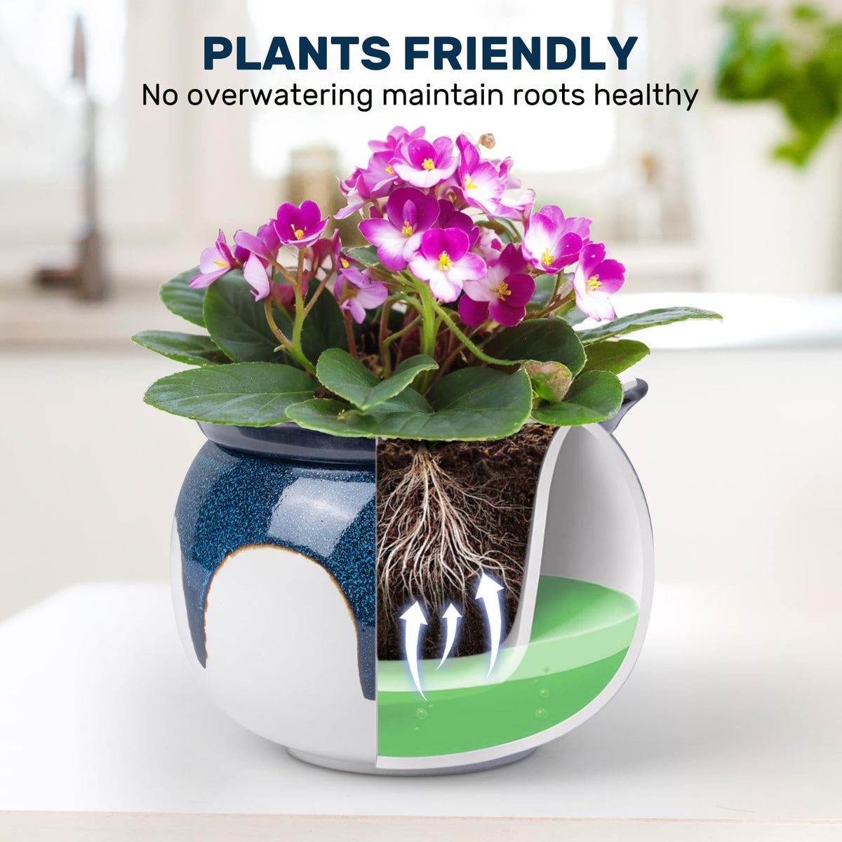 LITUDISO self-watering pot reservoir design keeps soil evenly moist for indoor plants.