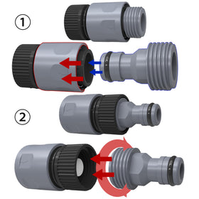 LIULO TOOL close-up male connector demonstrating secure, leak-proof contact
