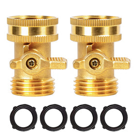 LIULO TOOL brass hose shut-off valve 2-pack with washers for leak-free connections