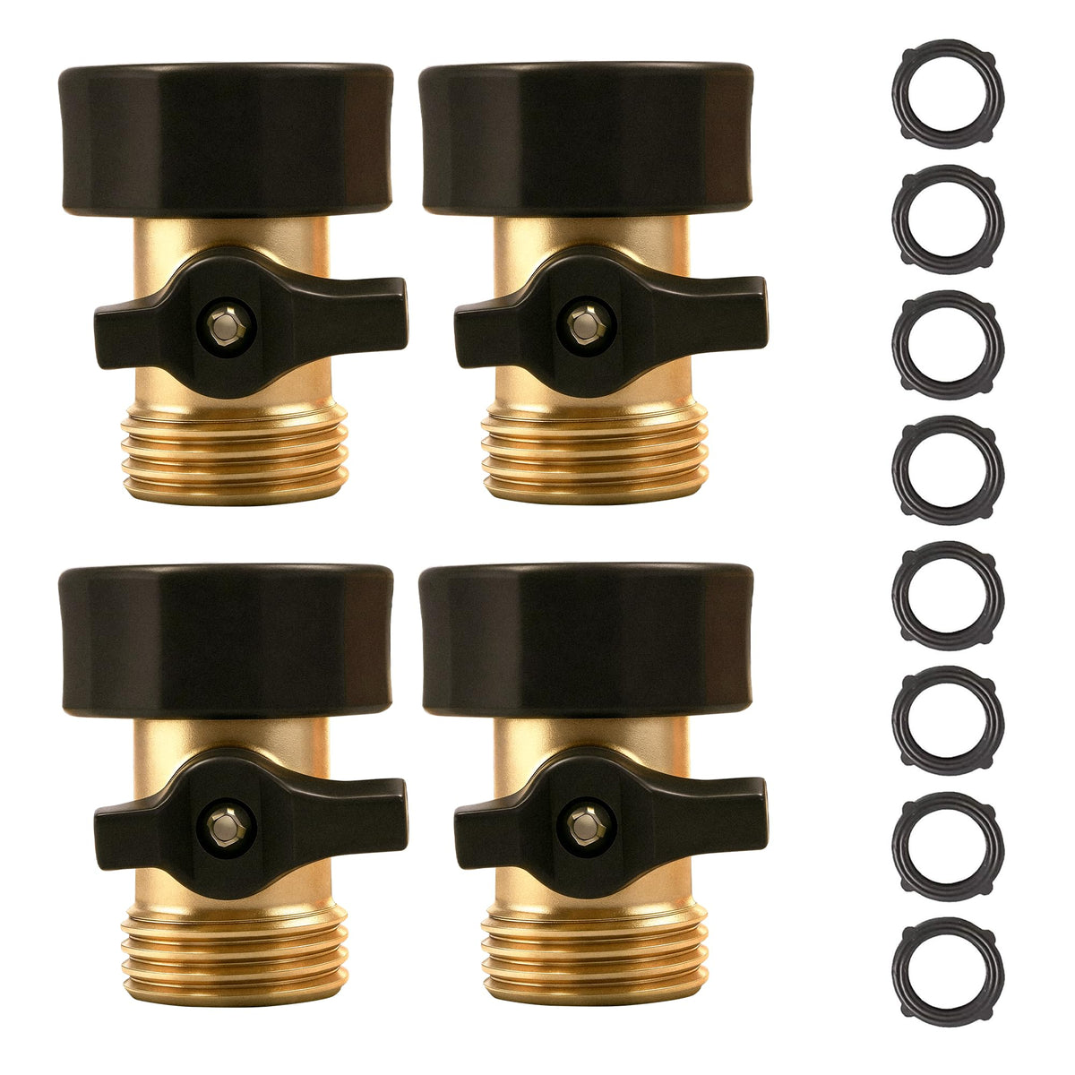 LIULO TOOL brass hose shut-off valve four-pack for versatile watering control.