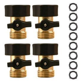 LIULO TOOL brass hose shut-off valve four-pack for versatile watering control.