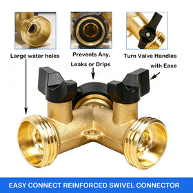 LIULO TOOL brass hose splitter 2-way side view showing sturdy build
