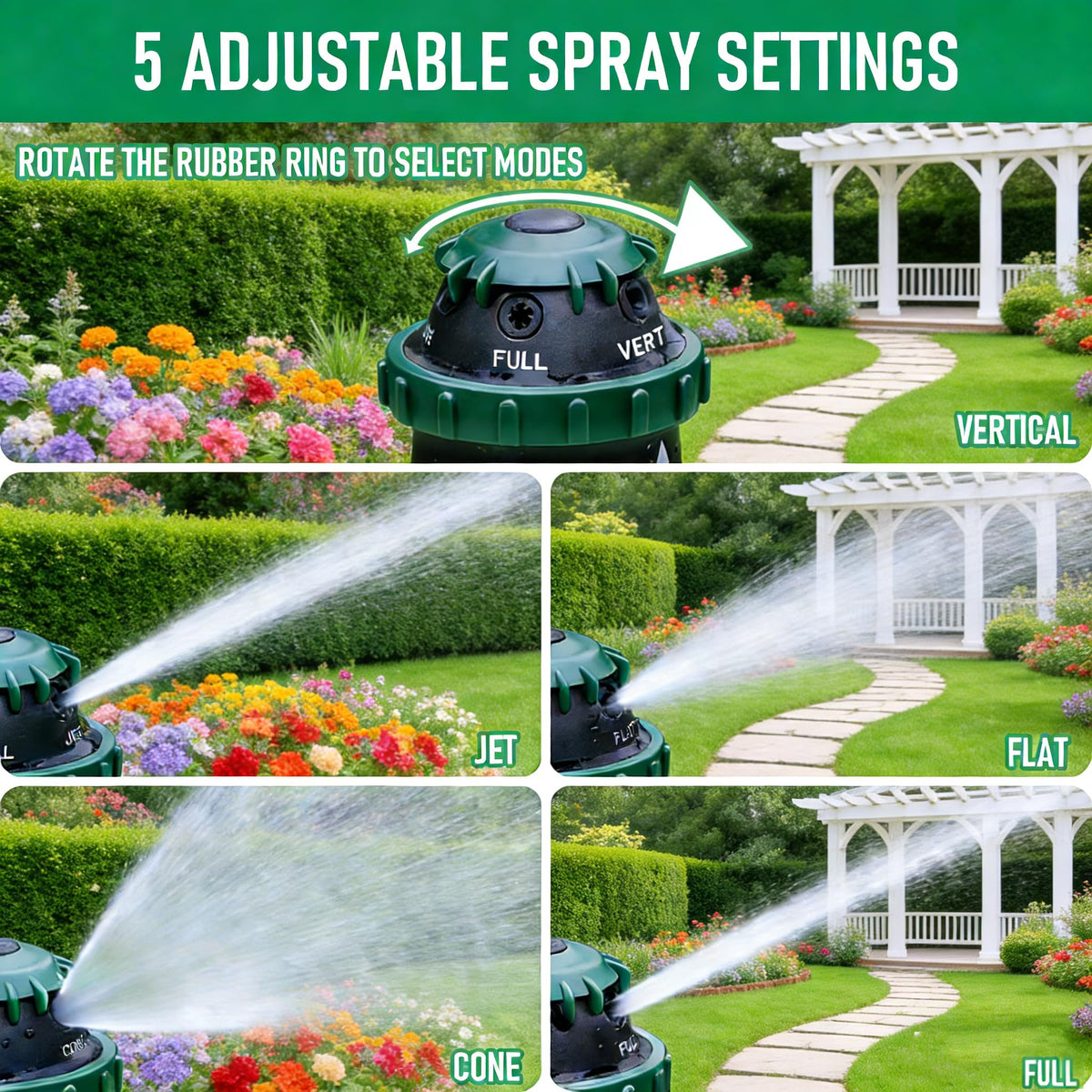 LIULO TOOL gear-drive sprinkler flat pattern for delicate plant watering