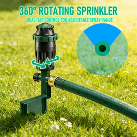 LIULO TOOL gear-drive sprinkler jet pattern for focused beds and edges