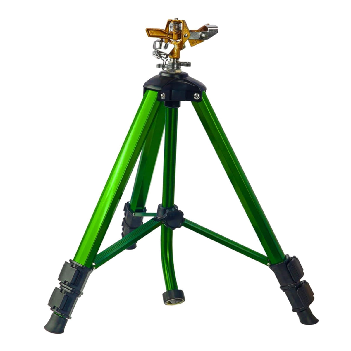 LIULO TOOL impact sprinkler on tripod base provides stable coverage for large lawns.