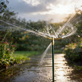 LIULO TOOL large-area irrigation coverage across expansive lawn and garden beds.