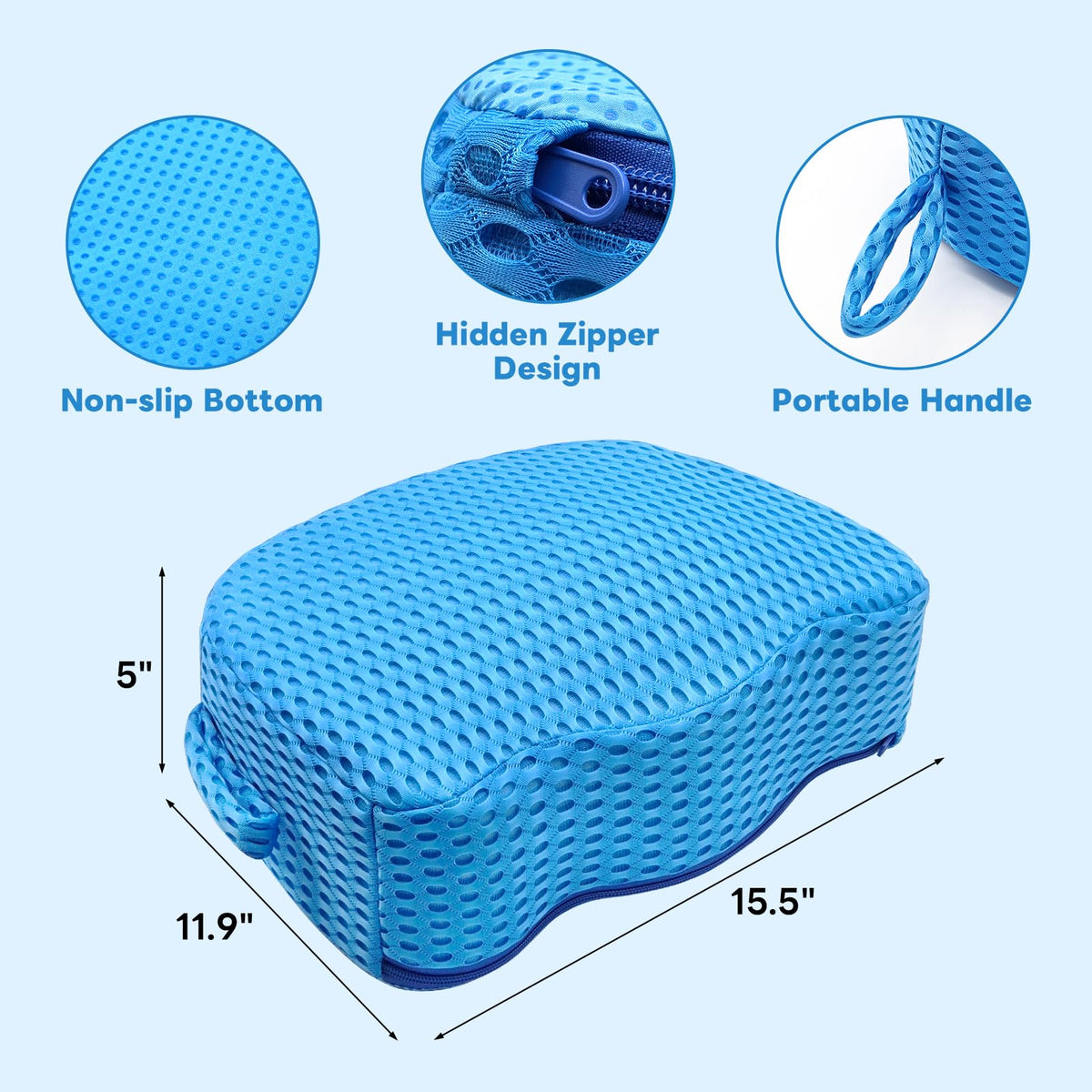 LIUYALO booster seat blue non-slip base prevents movement during soak