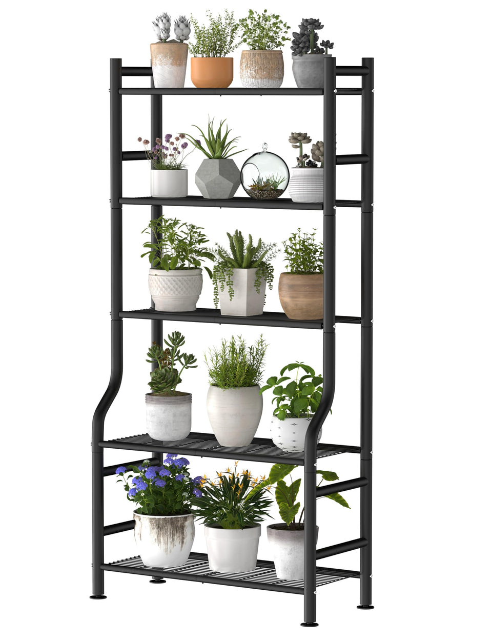 Livilord 5-Tier Plant Stand assembly showing stable balance on uneven floors