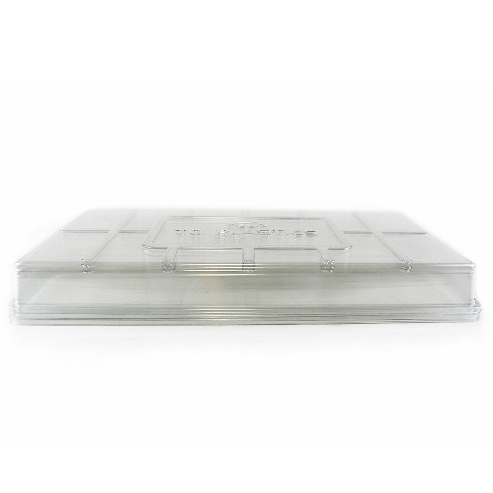 Living Whole Foods humidity dome pack five on seed tray creating a humid microclimate