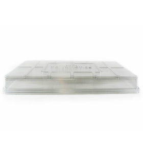 Living Whole Foods humidity dome pack five on seed tray creating a humid microclimate