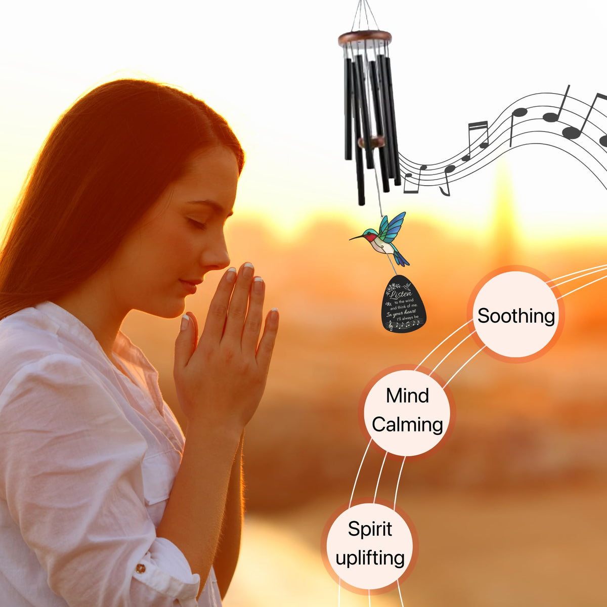 Livinges condolence gift box included with wind chimes for comfort.