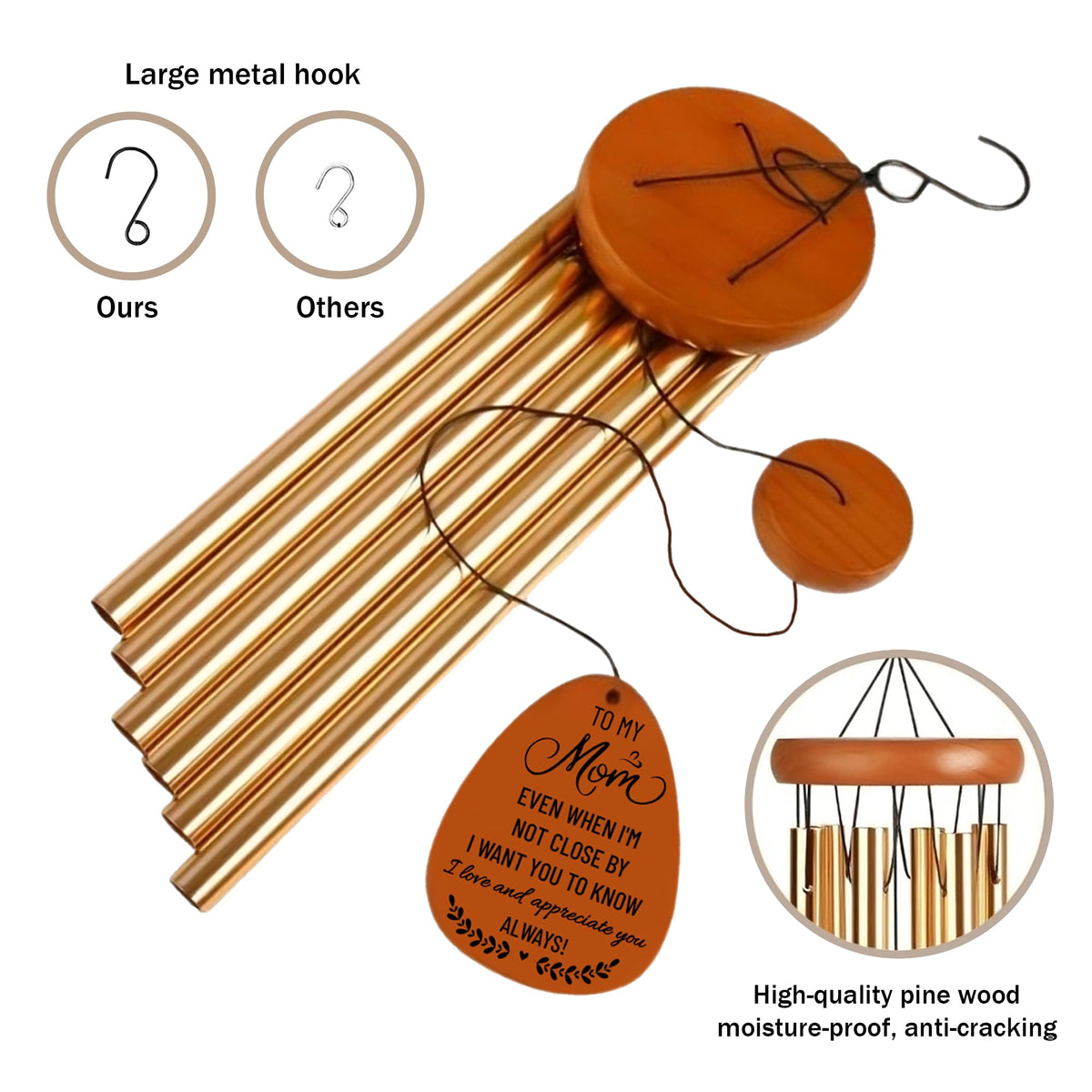 Livinges 28inch outdoor wind chime ready to hang in garden