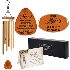 Livinges Mothers Day Wind Chime with wooden top enhances porch ambiance