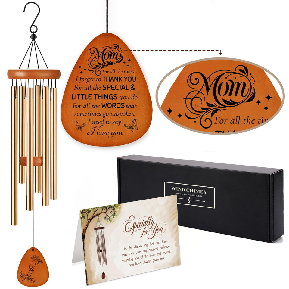 Livinges Mothers Day wind chime pendant on pine wood, a heartfelt keepsake for mom.