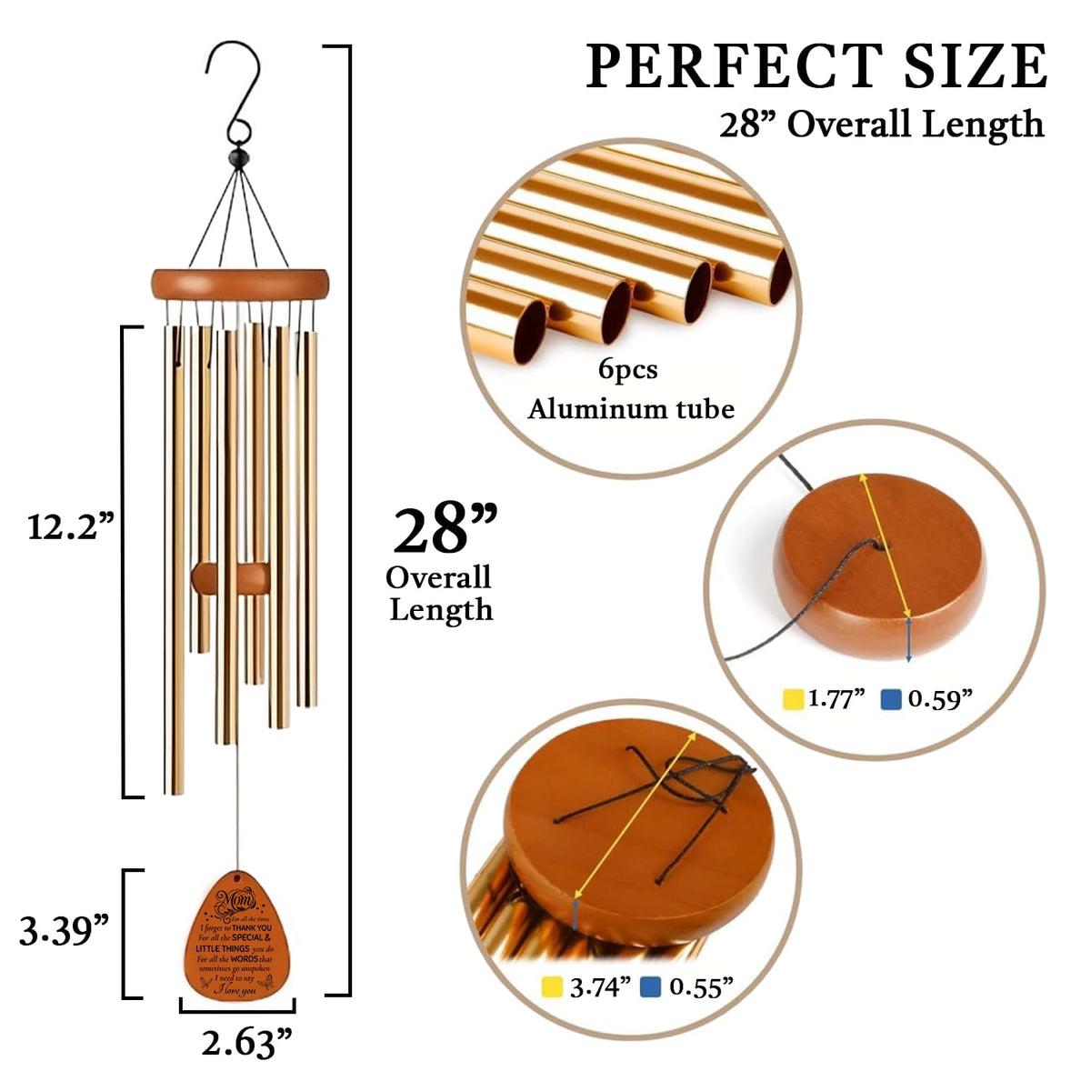 Livinges wind chimes mute option feature, ideal for quiet moments in garden or patio.