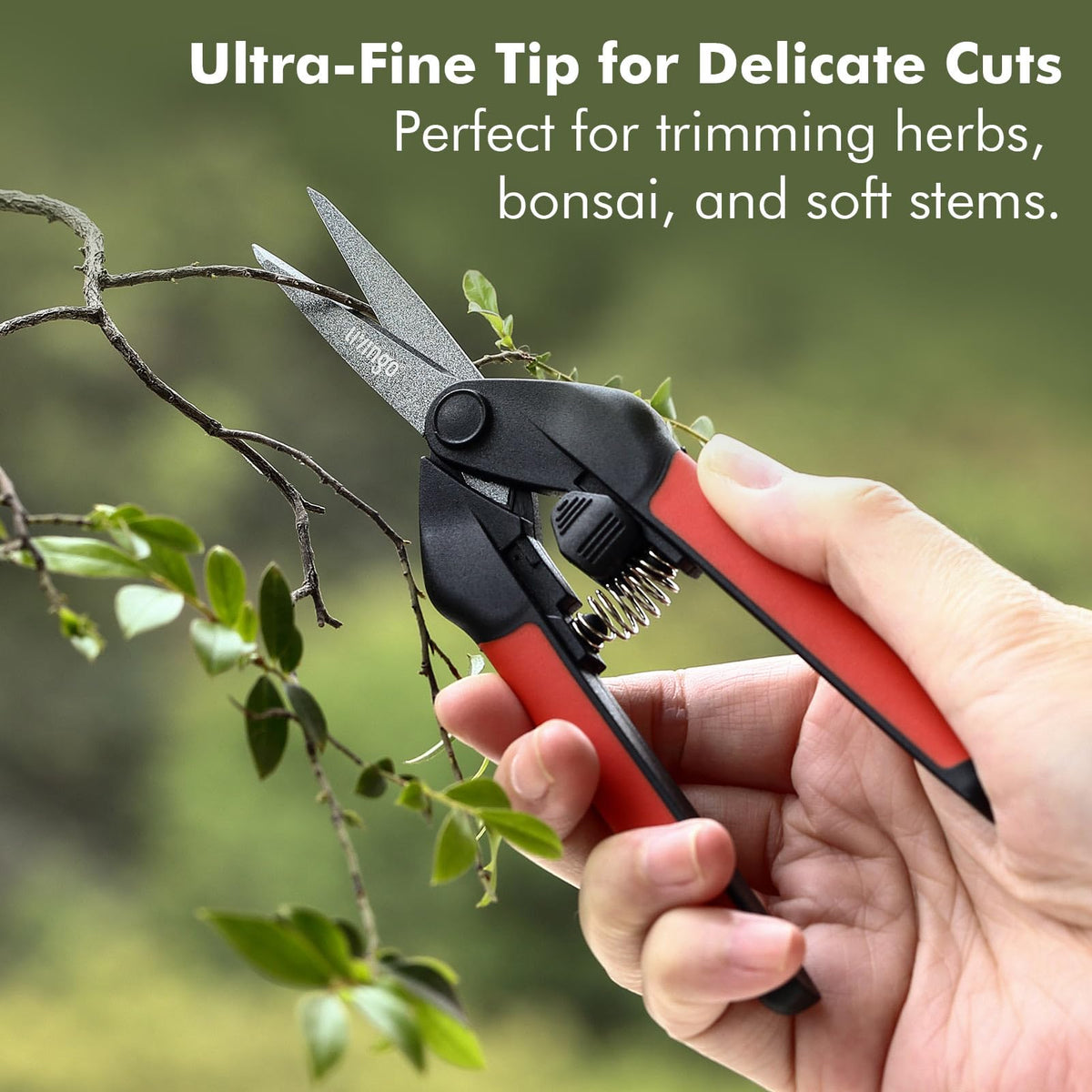 LIVINGO lightweight 6.5-inch shears in use for precise pruning.